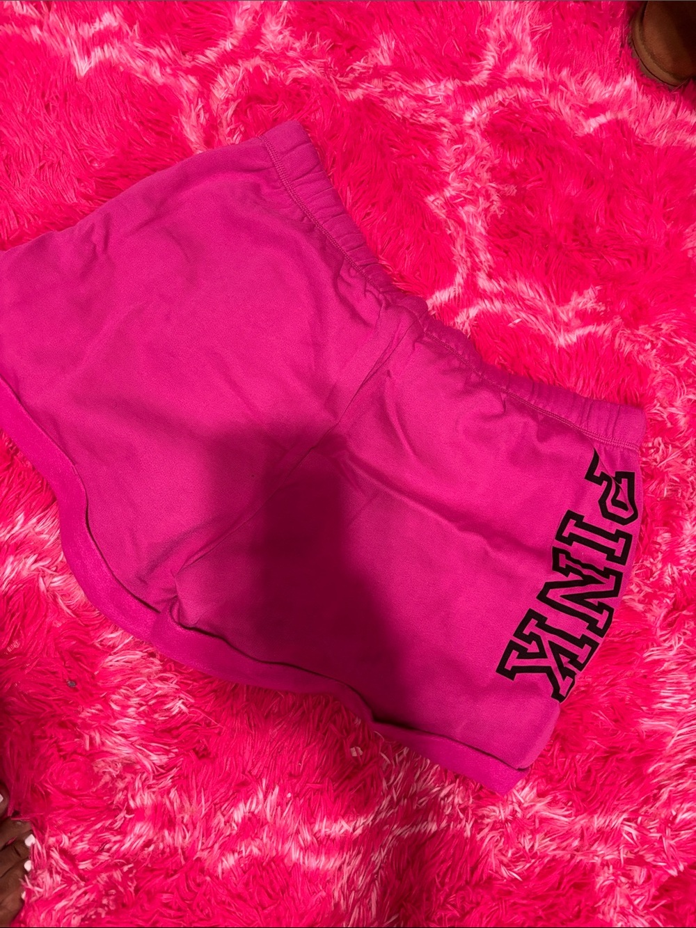 PINK Victoria's Secret Hot Pink Athletic Shorts with Logo